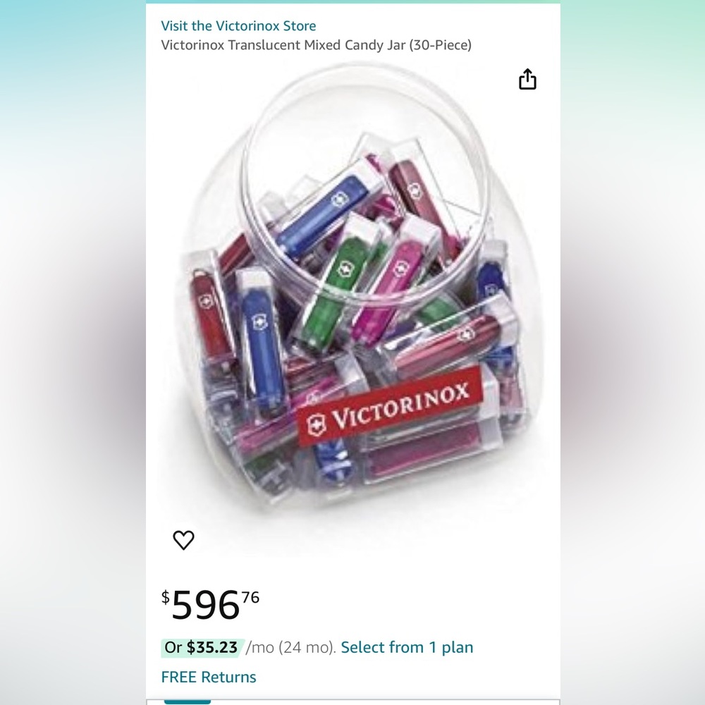 Victorinox candy jar of classic Swiss Army Knives.